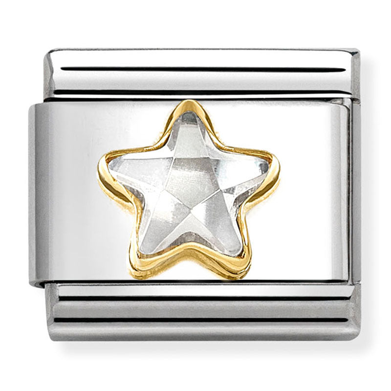 Symbols - White CZ Star Gold Charm