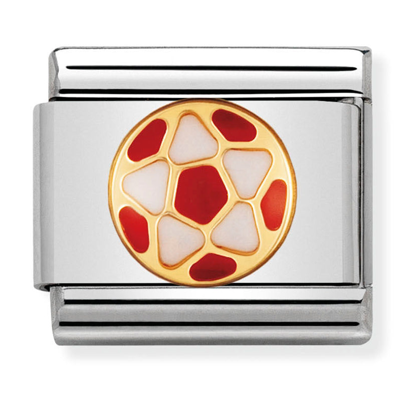 Sports - Italian Red & White Football Gold Charm