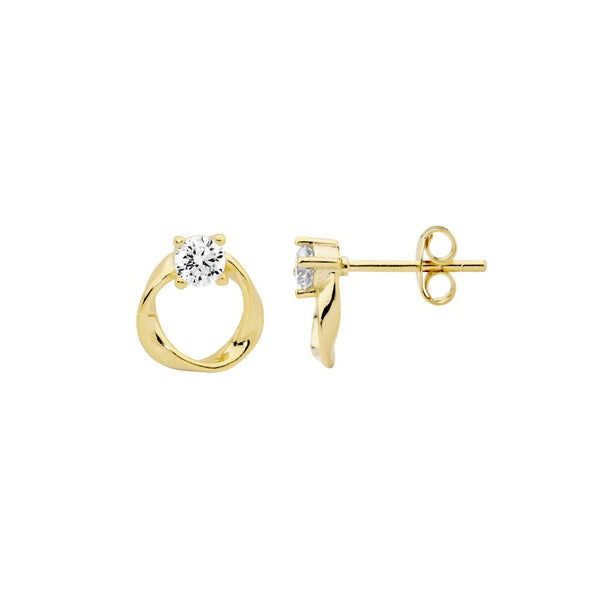 9mm Open Circle Earrings w/ WH CZ - 3 colours