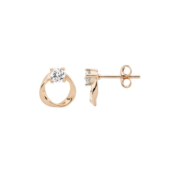 9mm Open Circle Earrings w/ WH CZ - 2 colours