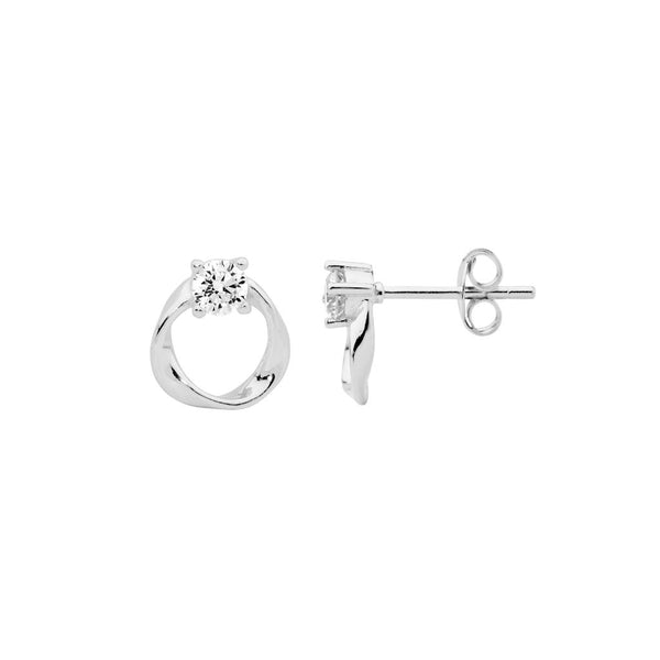 9mm Open Circle Earrings w/ WH CZ - 2 colours