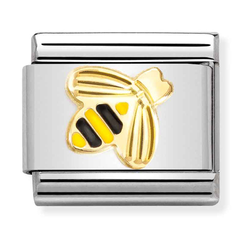 Etched Symbols - Yellow & Black Bee Gold Charm
