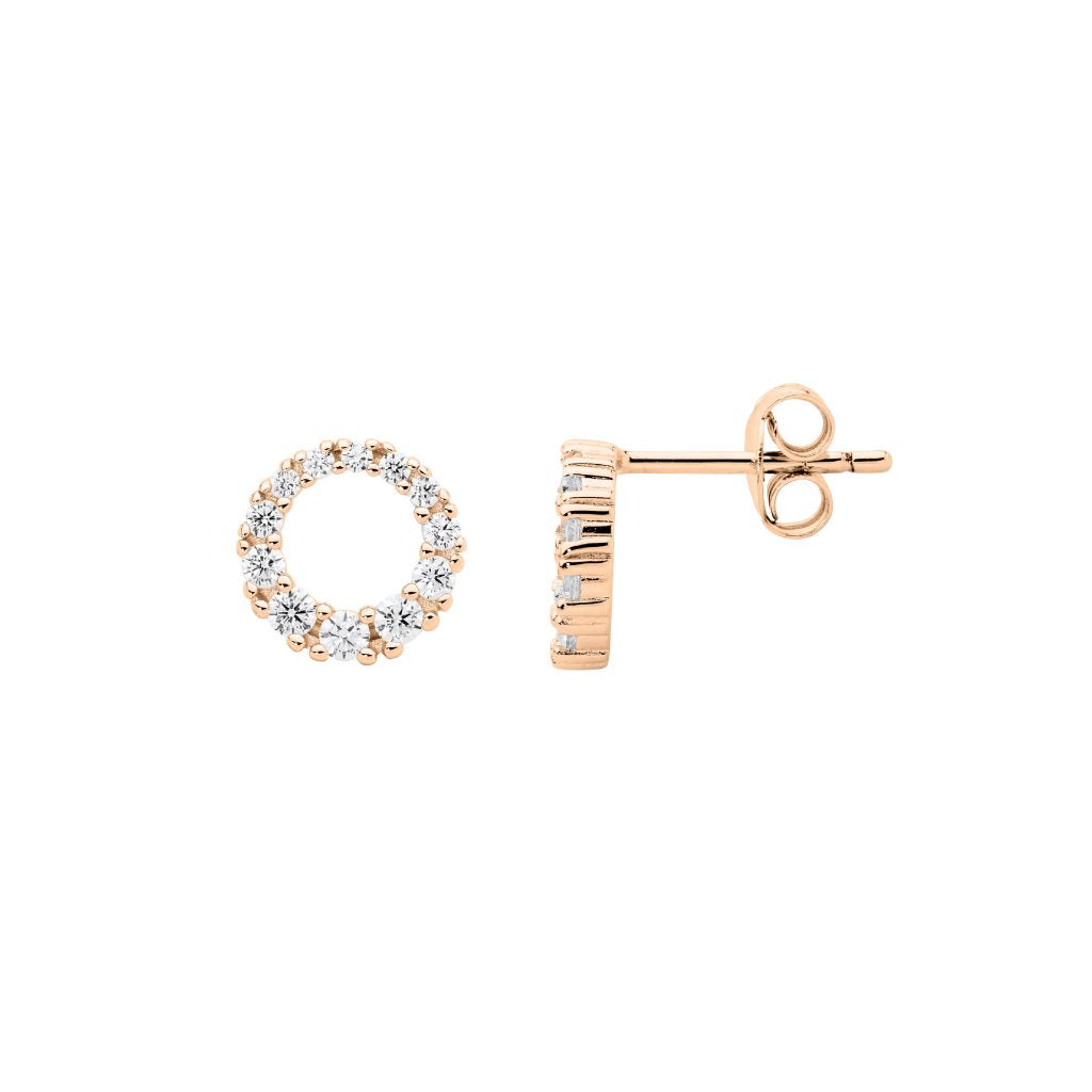 9mm Open Circle Earrings with Gradual Cubic Zirconias