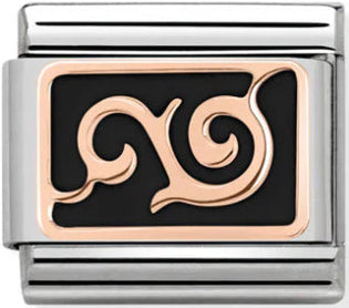 Symbols - Swirl Black Enamel Rosegold Charm