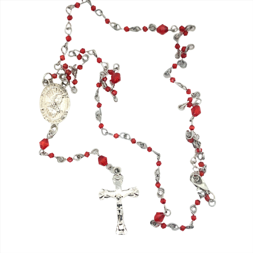 Red Rosary Beads Necklace