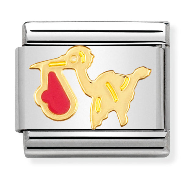 Baby - Pink Stork Gold Charm