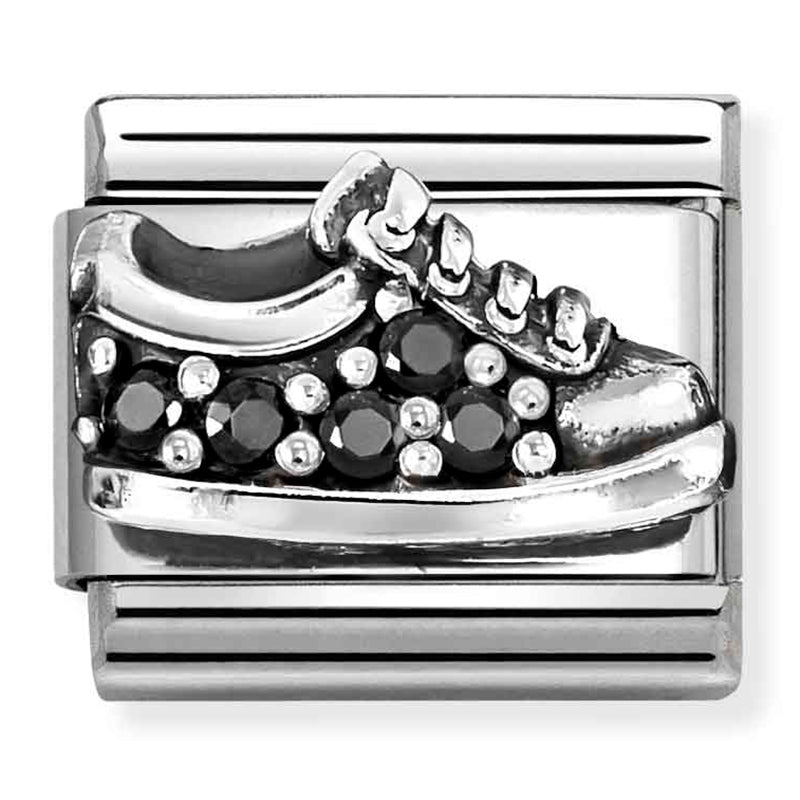 Sports - Sneaker with Black CZ Oxidised Silver Charm