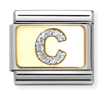 Glitter Letter C Gold Charm