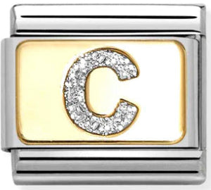 Glitter Letter C Gold Charm