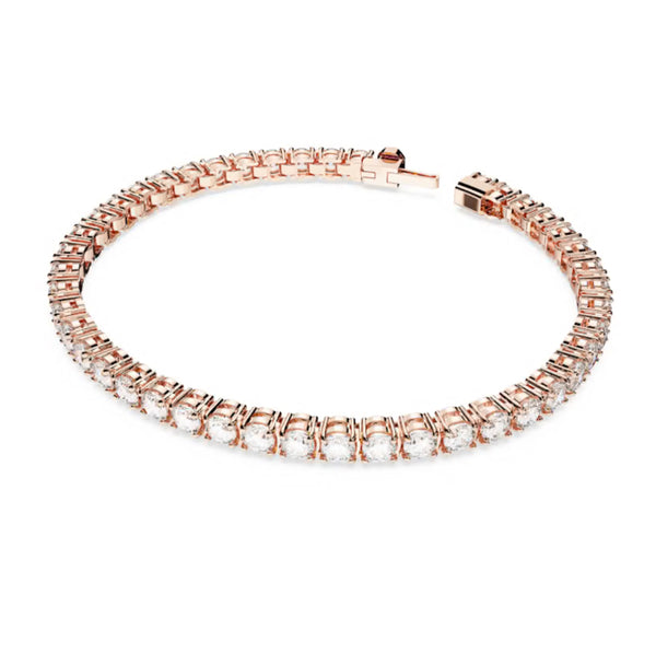 Matrix White Round Cut Rosegold Tennis Bracelet - 2 Sizes