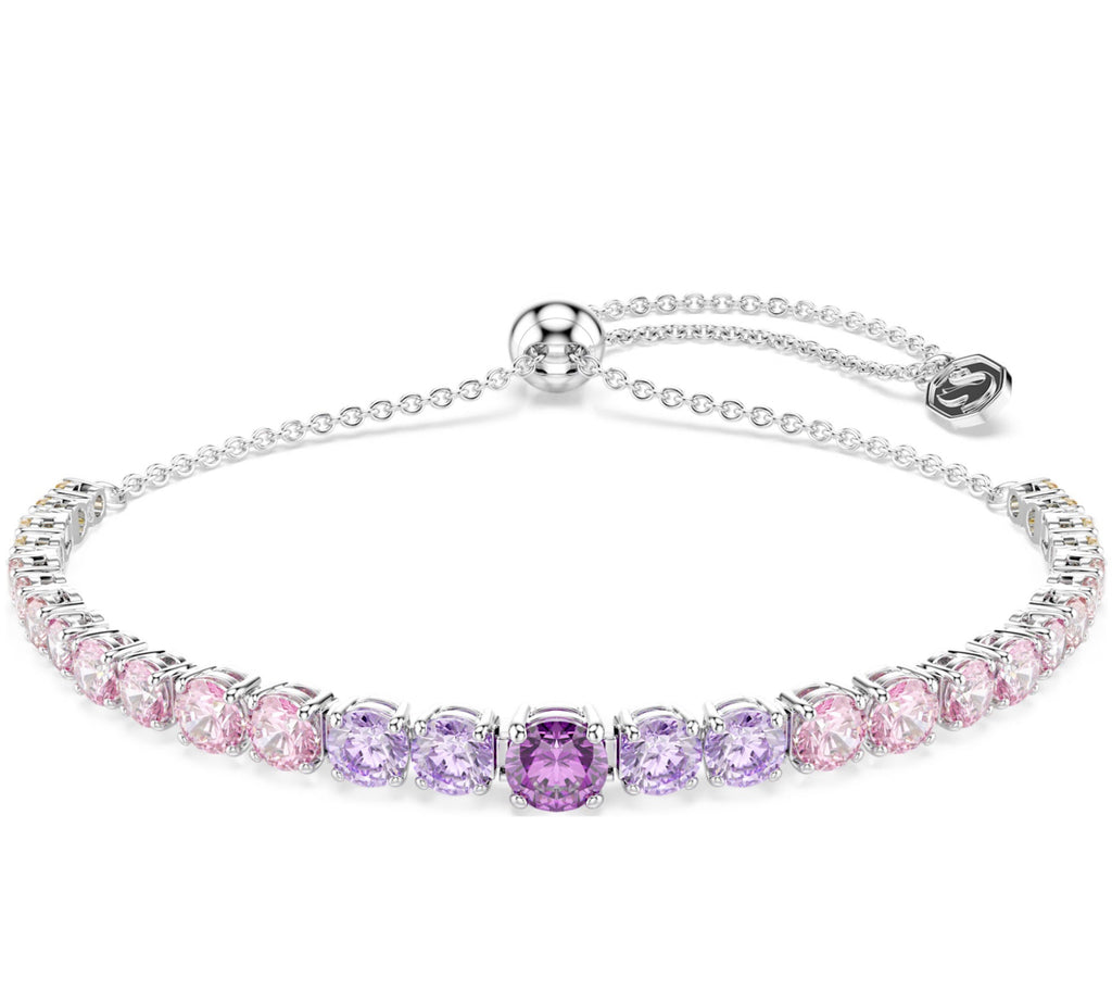 Matrix: Mulitcoloured Gradient Round Cuts Crystal Silver Bracelet