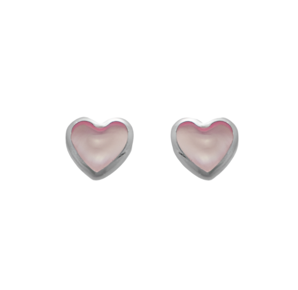 Small Semi Precious Hearts Stud Earrings - 3 colours