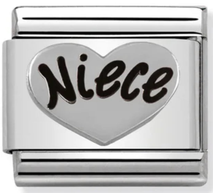 Family - Niece Heart Silver Charm