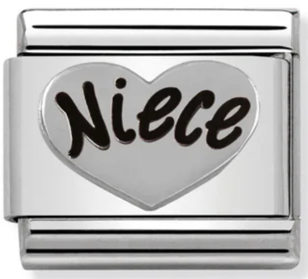 Family - Niece Heart Silver Charm