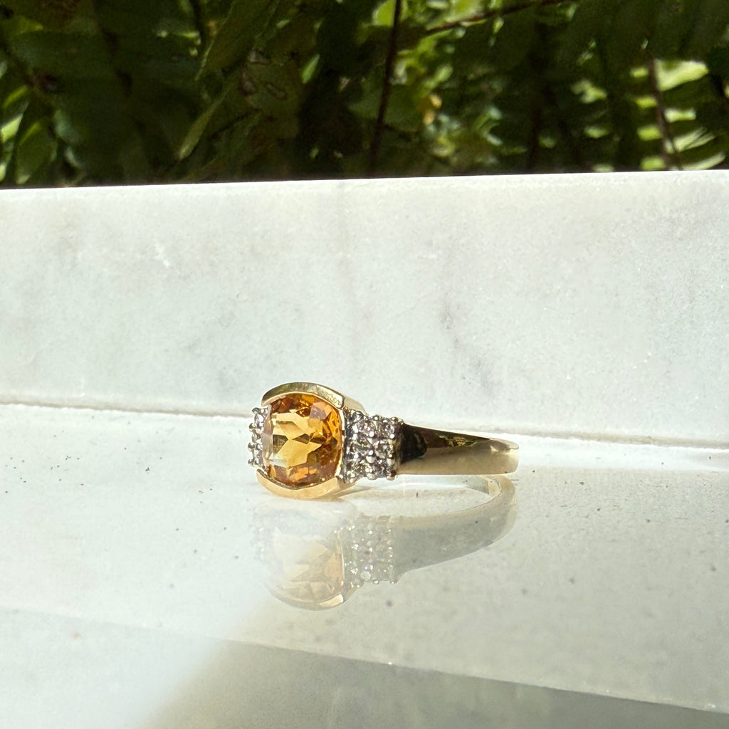 Citrine Cushion Ring