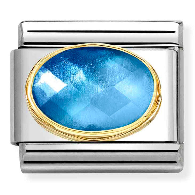 Gemstones - Light Blue/Blue Ombre Faceted CZ Gold Charm