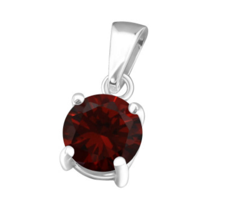 Round Birthstone with Cubic Zirconia Pendant