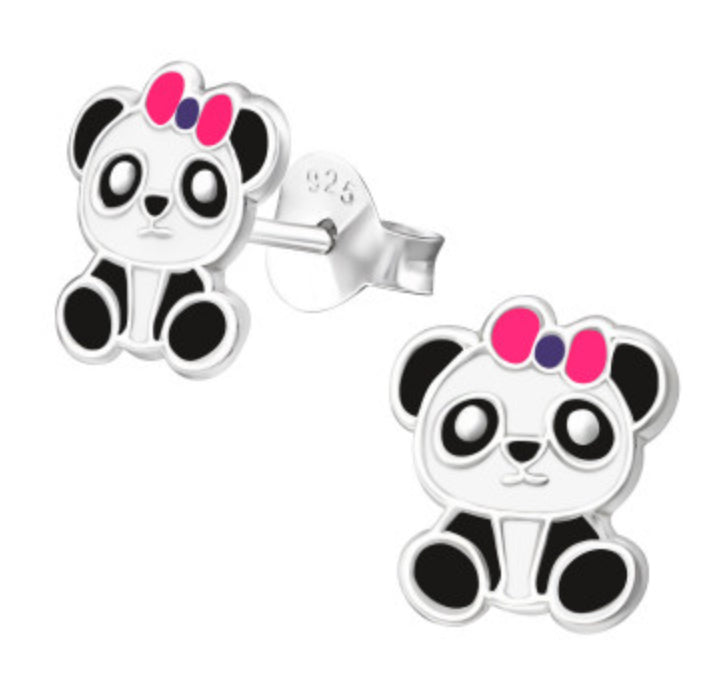 Kids Panda Silver Stud Earrings - 3 colours