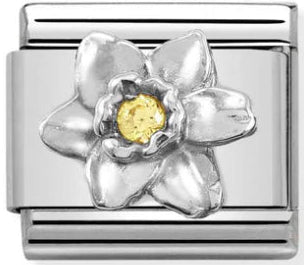 Nature - Daffodil CZ Silver Charm