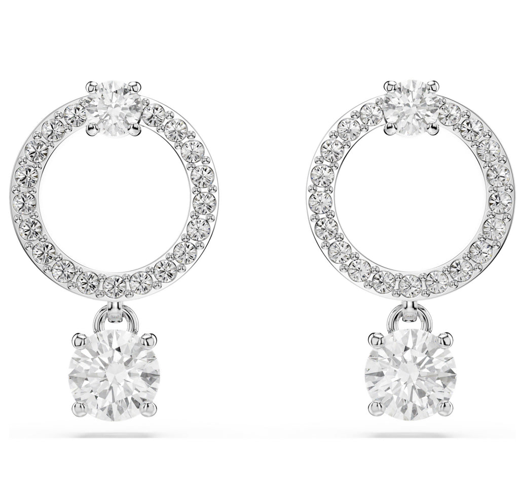 Constella: White Round Cut Silver Hoop Earrings