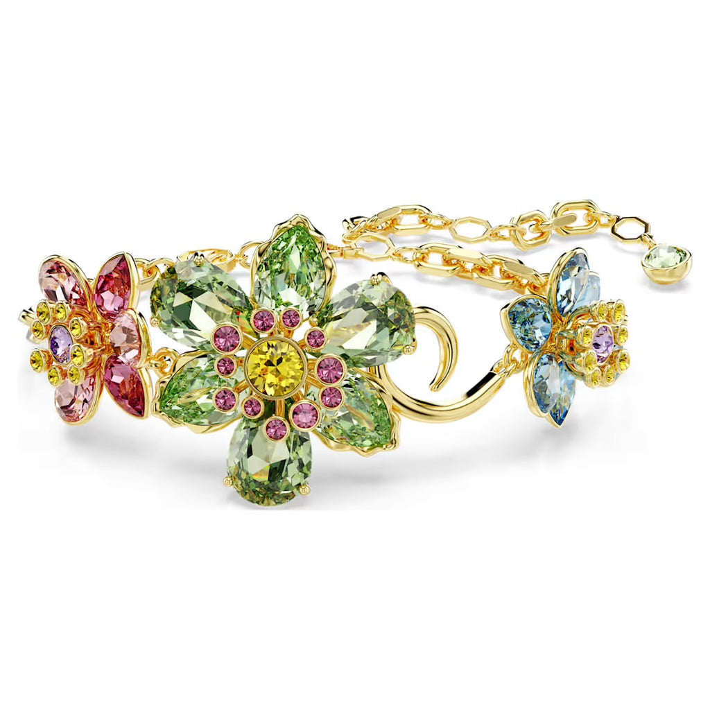 Idyllia Multicoloured Mixed Cuts Gold Bracelet