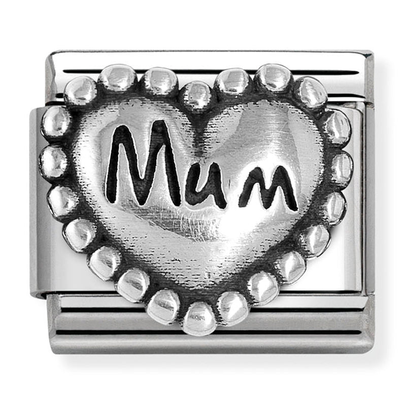 Family - Family Hearts with Dots Oxidised Silver Charm