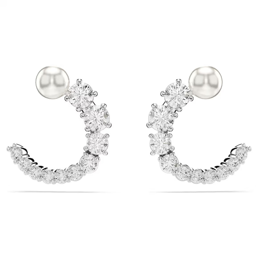 Matrix Crystal Pearl Hoop Earrings - 2 colours