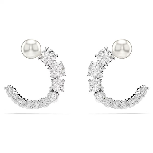 Matrix Crystal Pearl Hoop Earrings - 2 colours