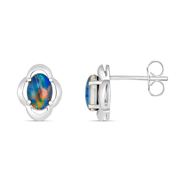 Firegem: Aisha Oval  Triplet Opal Earrings