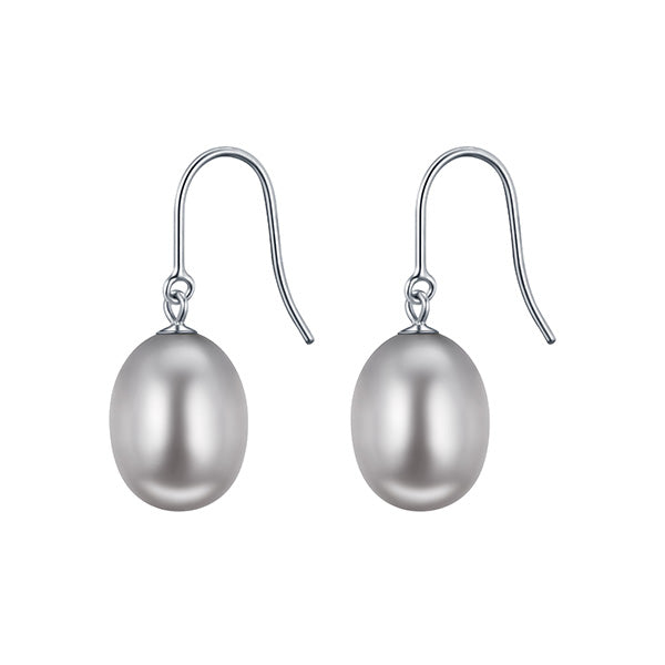 S/S Dyed Grey Drop Fresh Water Hook Earrings