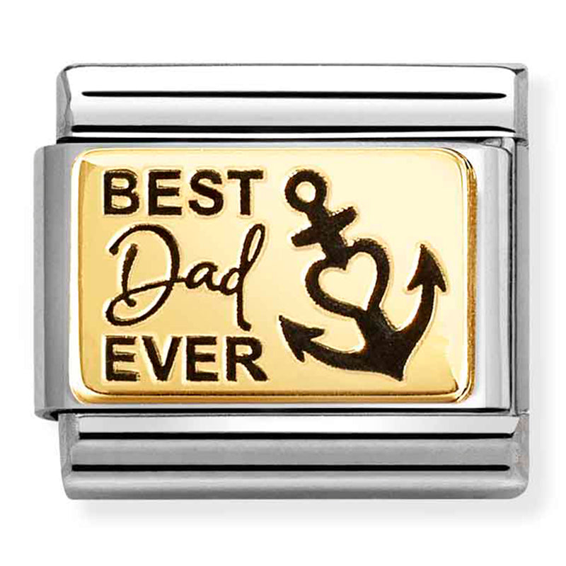 Family - Best Dad Ever with Black Enamel Gold Charm