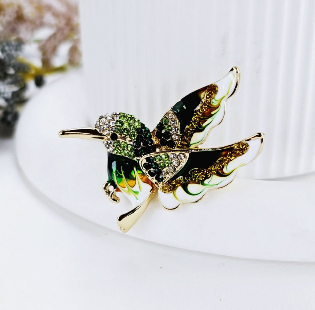 Brooch - Green HummingBird