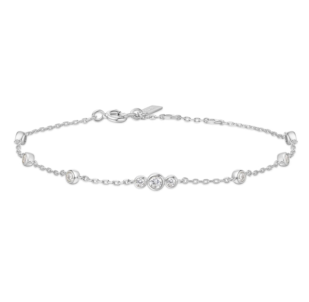 Miss Dainty - Sparkling Bezel Cubic Zirconia Station Bracelet - 2 Colours