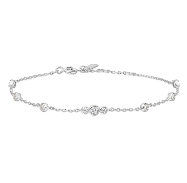 Miss Dainty - Sparkling Bezel Cubic Zirconia Station Bracelet - 2 Colours