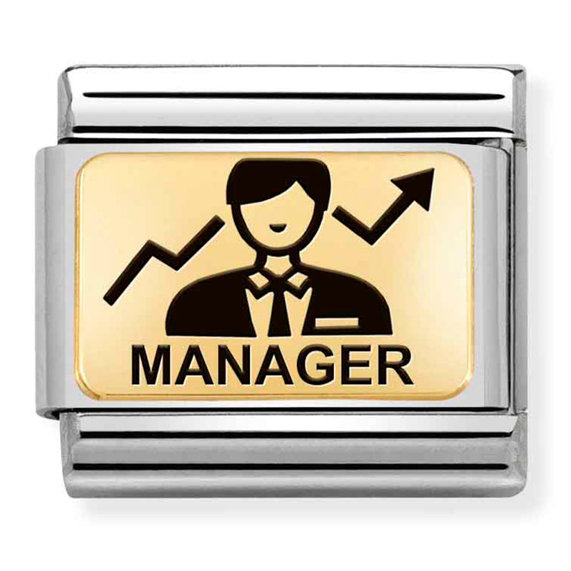 Occupation - Manager (Him) with Black Enamel Gold Charm