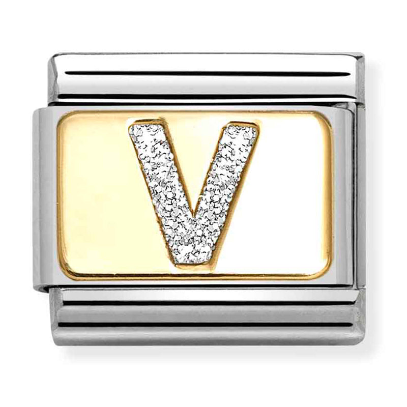Glitter Gold - Letter V Charm