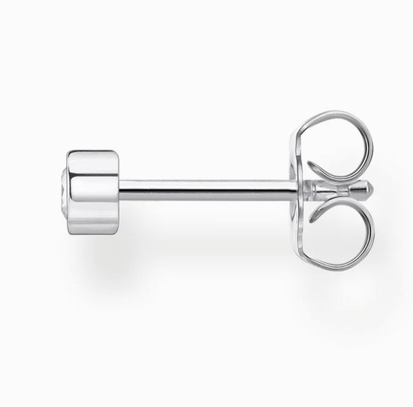 Circle White Stone Single Stud