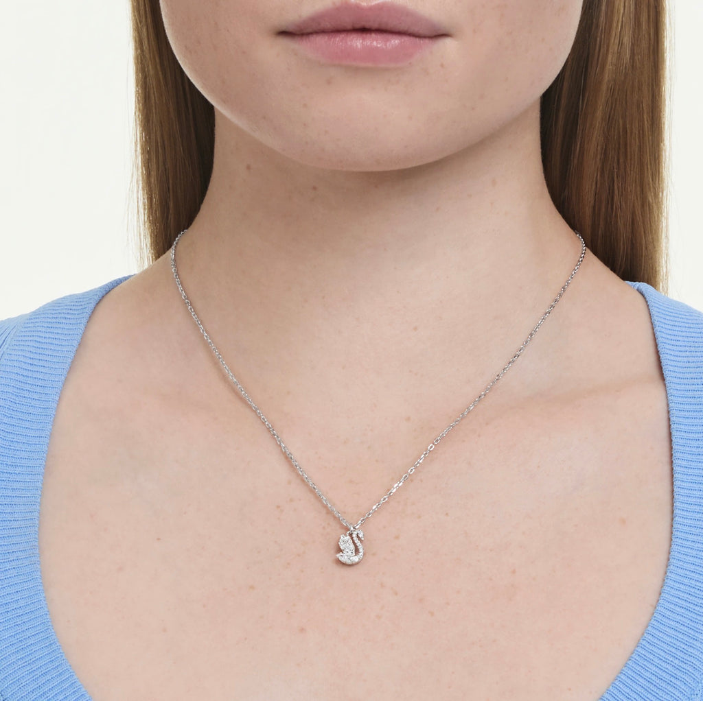 Swan: White Mixed Cuts Crystal Swan Pendant - 2 Colours