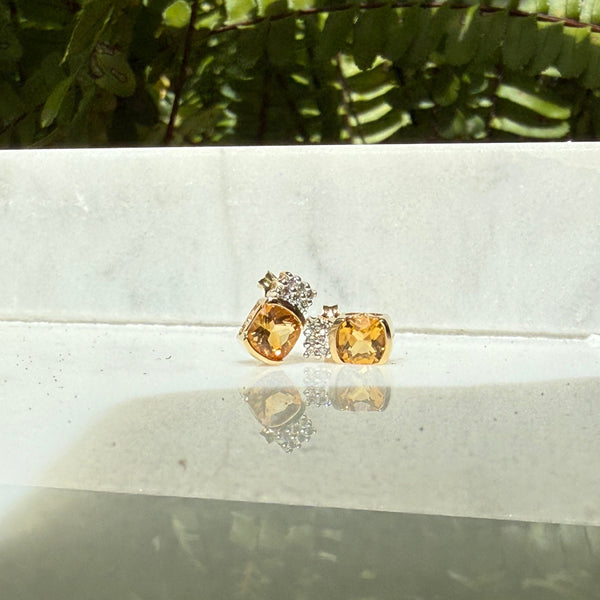 5mm Citrine 9ct YG Stud Earrings