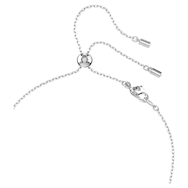 Constella: Pearl & White Round Cuts Silver Y Necklace
