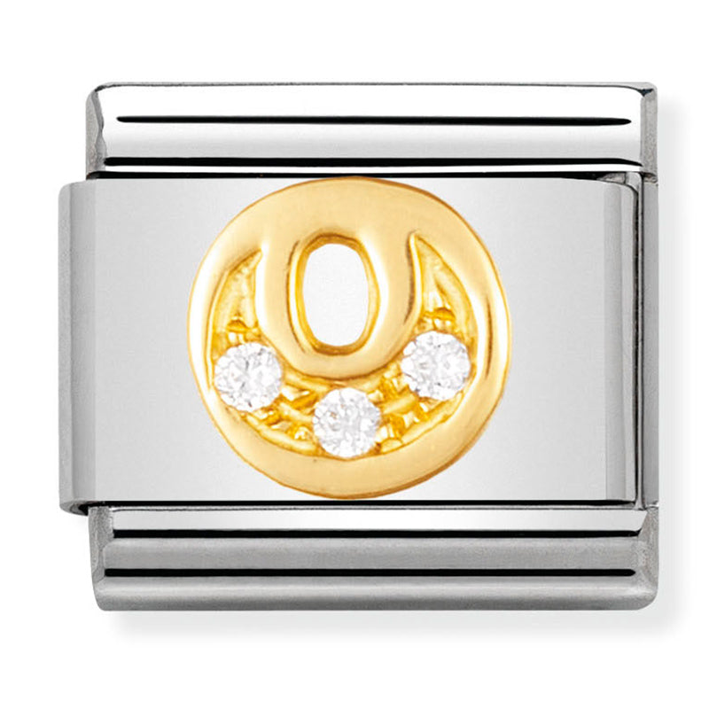 Gold - Letter O with CZ Charm