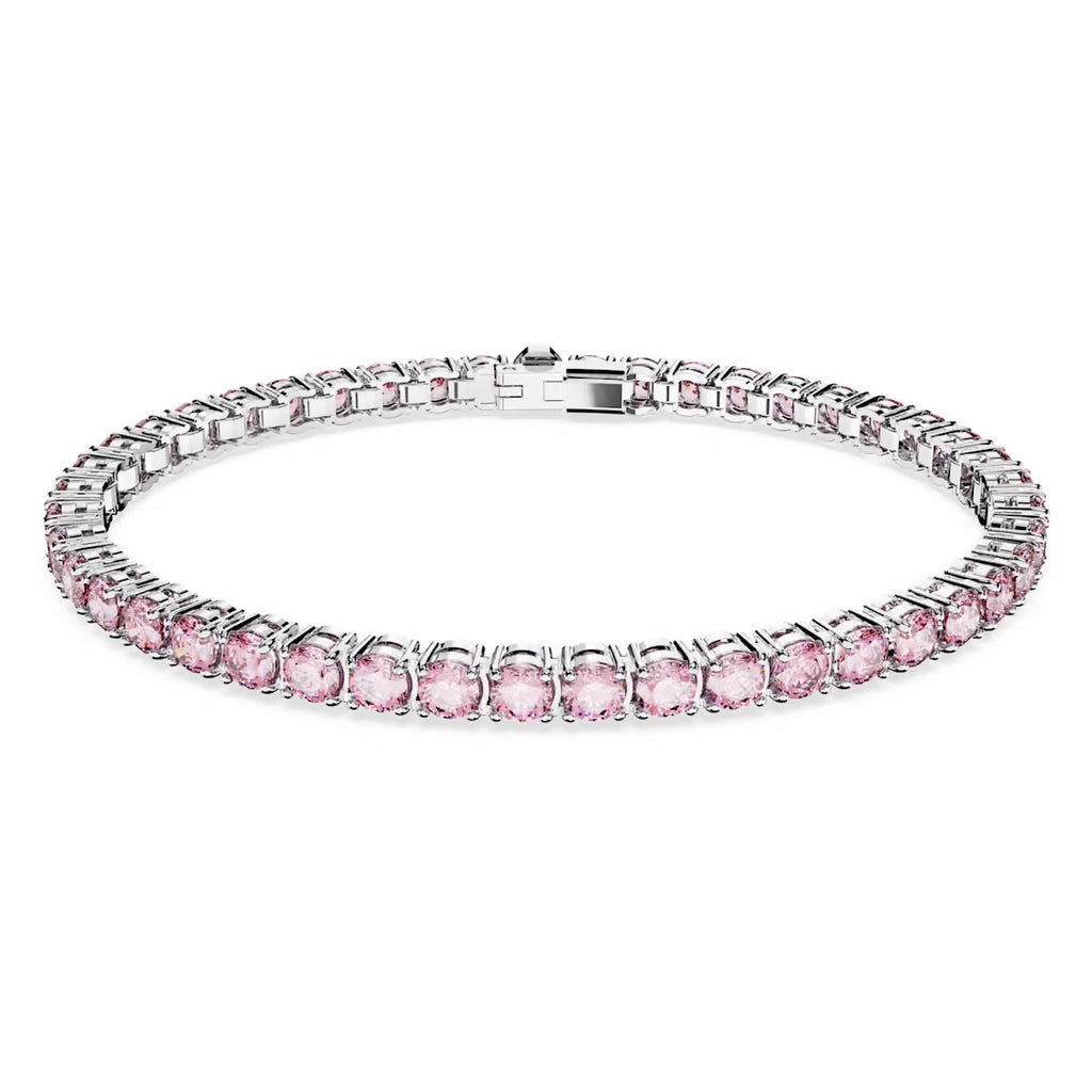 Matrix: Pink Round Cut Silver Tennis Bracelet