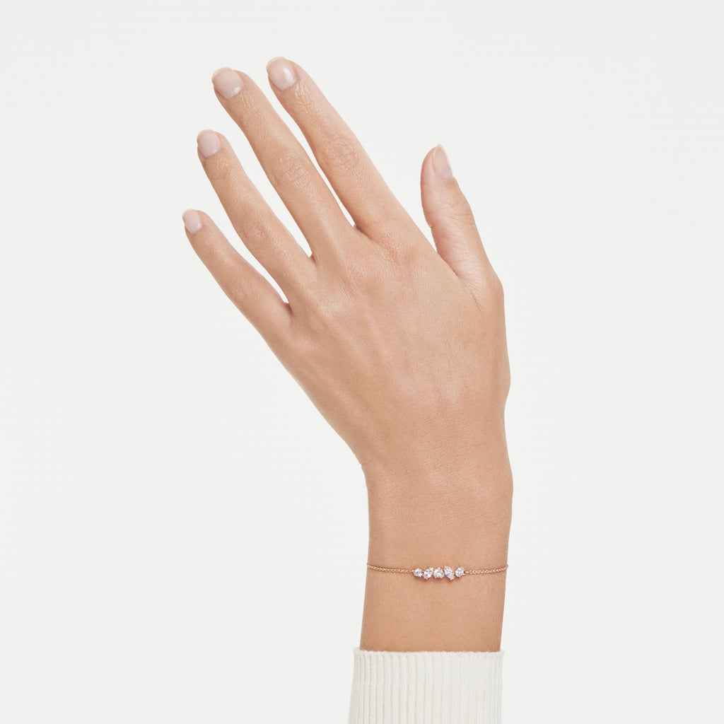 Mesmera: White Mixed Cuts Crystal Rosegold Bracelet