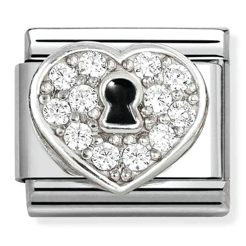 Love - Heart Padlock with CZ Silver Charm