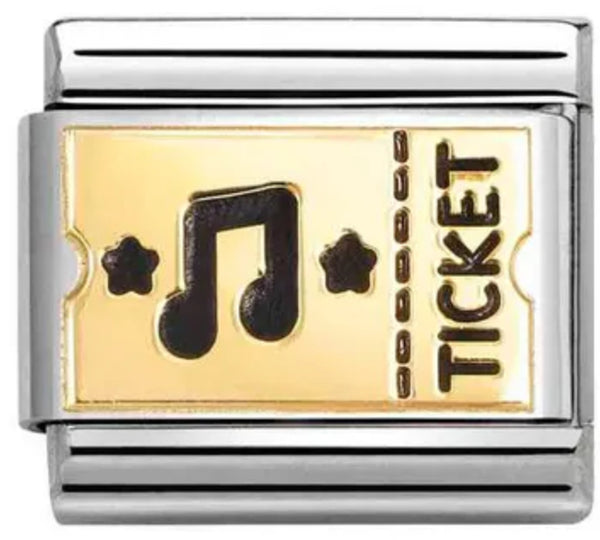 Hobbies - Music Ticket with Black Enamel Gold Charm