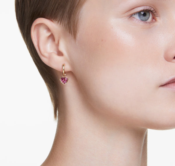 Chroma: Red Heart Gold Drop Earrings