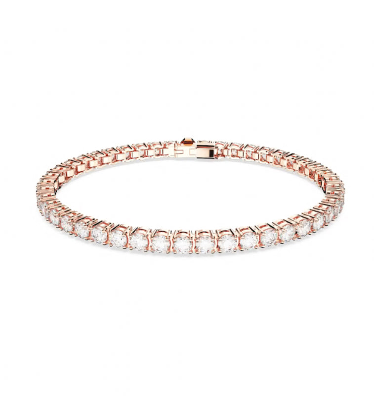 Matrix White Round Cut Rosegold Tennis Bracelet