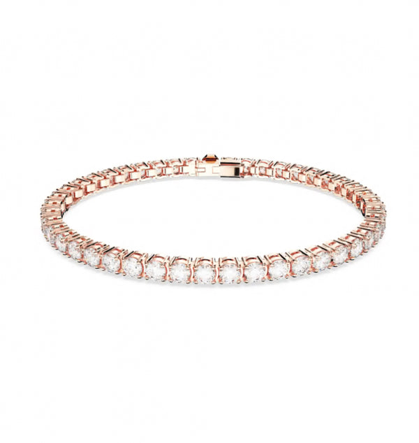 Matrix White Round Cut Rosegold Tennis Bracelet - 2 Sizes