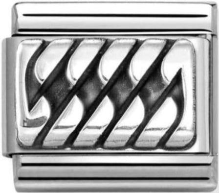 Symbols - Plaited (Tyre Print) Oxidised Silver Charm