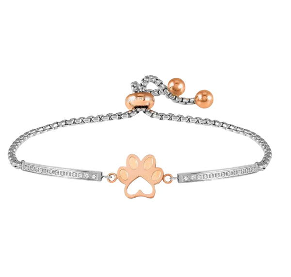 Milleluci: Refined Rosegold Paw Print with CZ Stainless Steel Bracelet